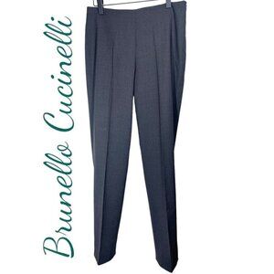 BRUNELLO CUCINELLI‎ Virgin Wool Tapered Ankle Mid Rise Dress Pants, Size 6